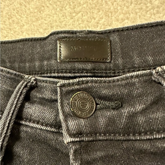 MOTHER The Hustler Ankle Fray Jeans Black Encounters at Night Raw Hem Boot - Picture 11 of 16